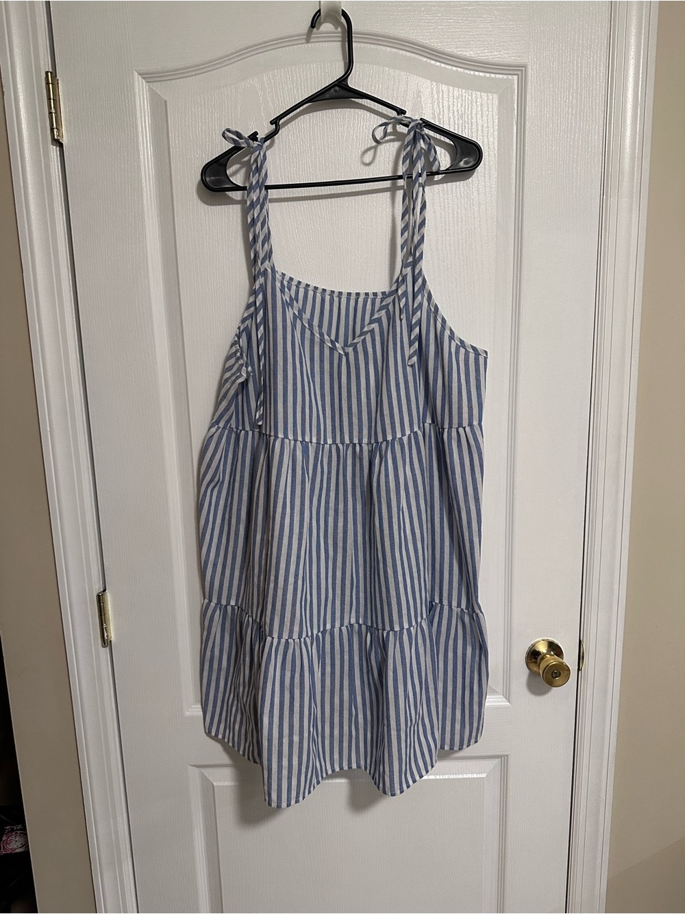 💙 Shein Curve 3XL Blue Stripe Mini Dress Adjustable Tie Straps 💙
